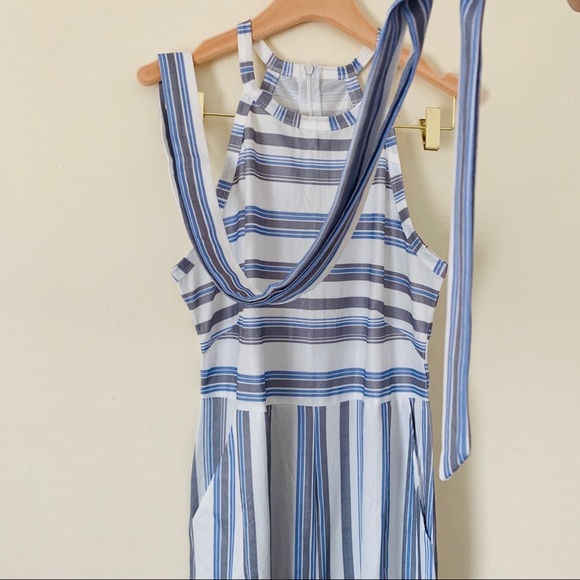 Italian Blue Stripe Jumpsuit with Pockets - Picture 16 of 16